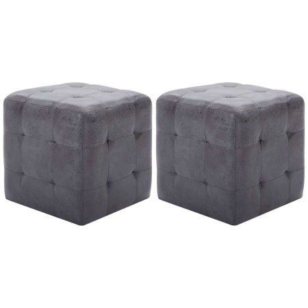 Mesitas de noche 2 uds piel de ante artificial gris 30x30x30cm de vidaXL, Mesitas de noche - Ref: Foro24-249015, Precio: 85,2...