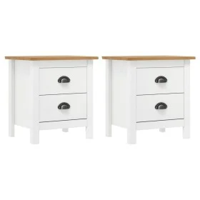 Mesita noche Hill 2uds madera maciza pino blanco 46x35x49,5 cm de vidaXL, Mesitas de noche - Ref: Foro24-288910, Precio: 123,...