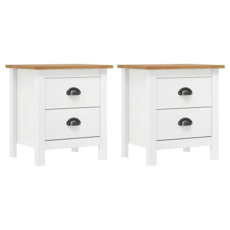 Mesita noche Hill 2uds madera maciza pino blanco 46x35x49,5 cm de vidaXL, Mesitas de noche - Ref: Foro24-288910, Precio: 123,...