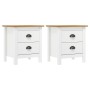 Mesita noche Hill 2uds madera maciza pino blanco 46x35x49,5 cm de vidaXL, Mesitas de noche - Ref: Foro24-288910, Precio: 118,...
