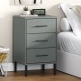 Mesita de noche patas de metal madera maciza pino gris OSLO de vidaXL, Mesitas de noche - Ref: Foro24-350977, Precio: 89,99 €...