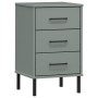 Mesita de noche patas de metal madera maciza pino gris OSLO de vidaXL, Mesitas de noche - Ref: Foro24-350977, Precio: 89,99 €...