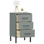 Mesita de noche patas de metal madera maciza pino gris OSLO de vidaXL, Mesitas de noche - Ref: Foro24-350977, Precio: 89,99 €...