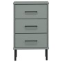 Mesita de noche patas de metal madera maciza pino gris OSLO de vidaXL, Mesitas de noche - Ref: Foro24-350977, Precio: 89,99 €...