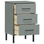 Mesita de noche patas de metal madera maciza pino gris OSLO de vidaXL, Mesitas de noche - Ref: Foro24-350977, Precio: 89,99 €...