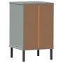 Mesita de noche patas de metal madera maciza pino gris OSLO de vidaXL, Mesitas de noche - Ref: Foro24-350977, Precio: 89,99 €...