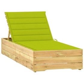 Tumbona con cojín verde brillante madera de pino impregnada en Tumbonas | Comprar online en Foru.es