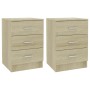 Mesitas de noche 2 uds aglomerado color roble Sonoma 38x35x56cm de vidaXL, Mesitas de noche - Ref: Foro24-800457, Precio: 102...