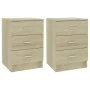 Mesitas de noche 2 uds aglomerado color roble Sonoma 38x35x56cm de vidaXL, Mesitas de noche - Ref: Foro24-800457, Precio: 100...