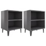 Mesitas de noche patas de metal 2 uds gris brillo 40x30x50 cm de vidaXL, Mesitas de noche - Ref: Foro24-805814, Precio: 47,32...