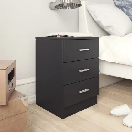 Black chipboard bedside table 38x35x56 cm by vidaXL, Nightstands - Ref: Foro24-800452, Price: 63,33 €, Discount: %