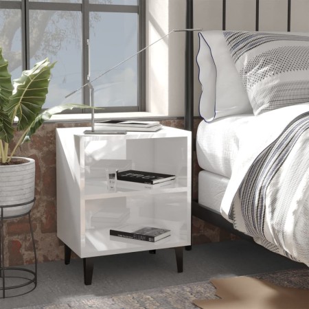 Mesitas de noche patas metal 2 uds blanco brillo 40x30x50 cm de vidaXL, Mesitas de noche - Ref: Foro24-805810, Precio: 47,42 ...