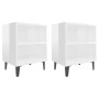 Mesitas de noche patas metal 2 uds blanco brillo 40x30x50 cm de vidaXL, Mesitas de noche - Ref: Foro24-805810, Precio: 47,42 ...