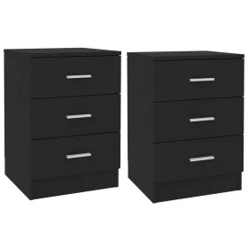 Mesitas de noche 2 unidades aglomerado negro 38x35x56 cm de vidaXL, Mesitas de noche - Ref: Foro24-800453, Precio: 90,48 €, D...