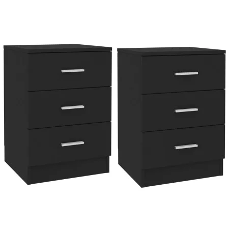 Mesitas de noche 2 unidades aglomerado negro 38x35x56 cm de vidaXL, Mesitas de noche - Ref: Foro24-800453, Precio: 90,48 €, D...