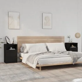 Mesitas de noche 2 uds madera contrachapada color negro de vidaXL, Mesitas de noche - Ref: Foro24-811235, Precio: 97,53 €, De...