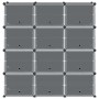 Estantería de cubos con 12 compartimentos y puertas PP negro en Zapateros y organizadores de calzado | Comprar online en Foru.es