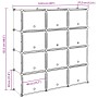 Estantería de cubos con 12 compartimentos y puertas PP negro en Zapateros y organizadores de calzado | Comprar online en Foru.es
