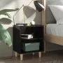 Mesita de noche con patas madera negro brillo 40x30x50 cm de vidaXL, Mesitas de noche - Ref: Foro24-805793, Precio: 36,08 €, ...