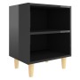 Mesita de noche con patas madera negro brillo 40x30x50 cm de vidaXL, Mesitas de noche - Ref: Foro24-805793, Precio: 36,58 €, ...