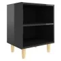 Mesita de noche con patas madera negro brillo 40x30x50 cm de vidaXL, Mesitas de noche - Ref: Foro24-805793, Precio: 36,08 €, ...