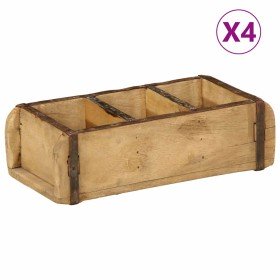 Bandeja 4 pcs Marrón 30 x 14 x 9 cm Madera sólida recuperada en Organización y almacenamiento | Comprar online en Foru.es