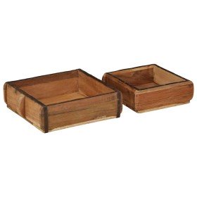 Bandeja 2 pcs Marrón 29 x 31 x 10 cm Madera sólida recuperada en Organización y almacenamiento | Comprar online en Foru.es