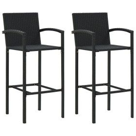 Taburetes de cocina 2 unidades ratán sintético negro de vidaXL, Sillas de jardín - Ref: Foro24-313452, Precio: 169,52 €, Desc...