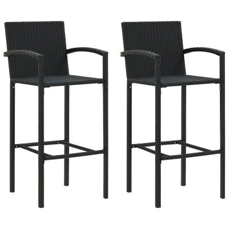Taburetes de cocina 2 unidades ratán sintético negro de vidaXL, Sillas de jardín - Ref: Foro24-313452, Precio: 169,52 €, Desc...