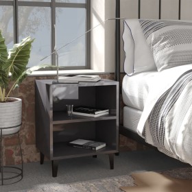 Mesita de noche con patas de metal gris brillo 40x30x50 cm de vidaXL, Mesitas de noche - Ref: Foro24-805813, Precio: 33,99 €,...
