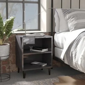 Mesita de noche con patas de metal gris brillo 40x30x50 cm de vidaXL, Mesitas de noche - Ref: Foro24-805813, Precio: 33,59 €,...