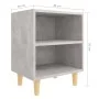 Bedside table solid wood legs concrete gray 40x30x50 cm by vidaXL, Nightstands - Ref: Foro24-805787, Price: 29,55 €, Discount: %