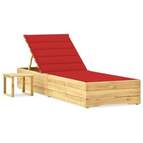 Tumbona de jardín con mesa y cojín de madera de pino impregnada en Tumbonas | Comprar online en Foru.es