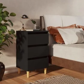 Nachttisch mit Massivholzbeinen schwarz 40x35x69 cm von vidaXL, Nachttische - Ref: Foro24-805889, Preis: 51,56 €, Rabatt: %