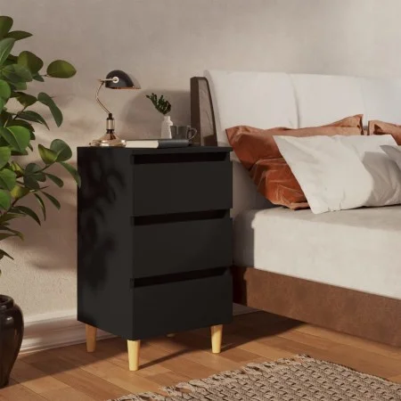 Mesita de noche con patas de madera maciza negro 40x35x69 cm de vidaXL, Mesitas de noche - Ref: Foro24-805889, Precio: 51,56 ...