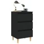 Mesita de noche con patas de madera maciza negro 40x35x69 cm de vidaXL, Mesitas de noche - Ref: Foro24-805889, Precio: 51,56 ...