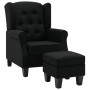 Sillón con taburete reposapiés de tela negro de vidaXL, Sillones - Ref: Foro24-320153, Precio: 288,81 €, Descuento: %