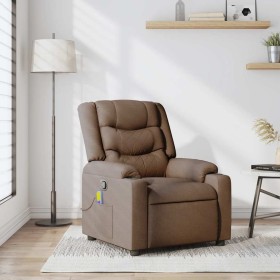 Sillón reclinable con masaje de tela marrón en Sillones | Comprar online en Foru.es