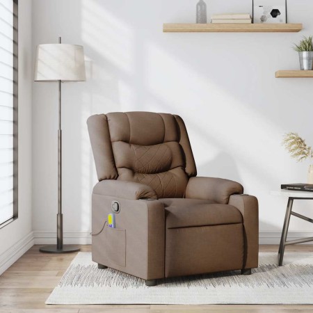 Sillón reclinable con masaje de tela marrón en Sillones | Comprar online en Foru.es