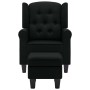 Sillón con taburete reposapiés de tela negro de vidaXL, Sillones - Ref: Foro24-320153, Precio: 288,81 €, Descuento: %