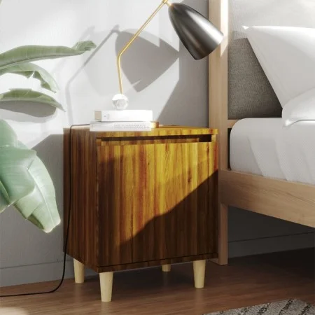 Mesitas de noche 2 uds con patas madera marrón roble 40x30x50cm de vidaXL, Mesitas de noche - Ref: Foro24-813115, Precio: 39,...