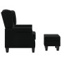Sillón con taburete reposapiés de tela negro de vidaXL, Sillones - Ref: Foro24-320153, Precio: 288,81 €, Descuento: %