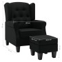 Sillón con taburete reposapiés de tela negro de vidaXL, Sillones - Ref: Foro24-320153, Precio: 288,81 €, Descuento: %