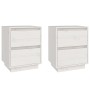 Mesitas de noche 2 uds madera maciza de pino blanco 40x35x50 cm de vidaXL, Mesitas de noche - Ref: Foro24-813318, Precio: 115...