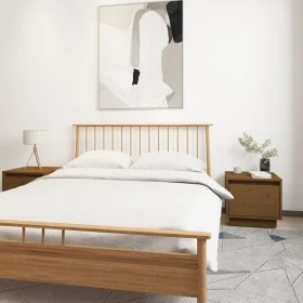 Mesitas de noche 2 uds madera de pino marrón miel 35x34x32 cm de vidaXL, Mesitas de noche - Ref: Foro24-813402, Precio: 53,03...