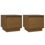 Mesitas de noche 2 uds madera de pino marrón miel 35x34x32 cm de vidaXL, Mesitas de noche - Ref: Foro24-813402, Precio: 53,53...