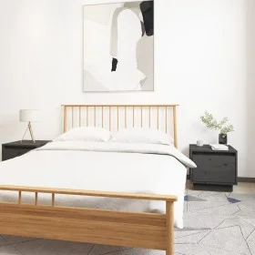 Mesitas de noche 2 uds madera maciza de pino gris 35x34x32 cm de vidaXL, Mesitas de noche - Ref: Foro24-813400, Precio: 47,84...