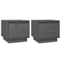 Mesitas de noche 2 uds madera maciza de pino gris 35x34x32 cm de vidaXL, Mesitas de noche - Ref: Foro24-813400, Precio: 47,84...