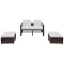 Set muebles de jardín 4 piezas y cojines ratán sintético marrón en Conjuntos de jardín | Comprar online en Foru.es