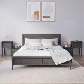 Mesitas de noche 2 uds madera de pino gris 79,5x38x65,5 cm de vidaXL, Mesitas de noche - Ref: Foro24-814544, Precio: 113,47 €...